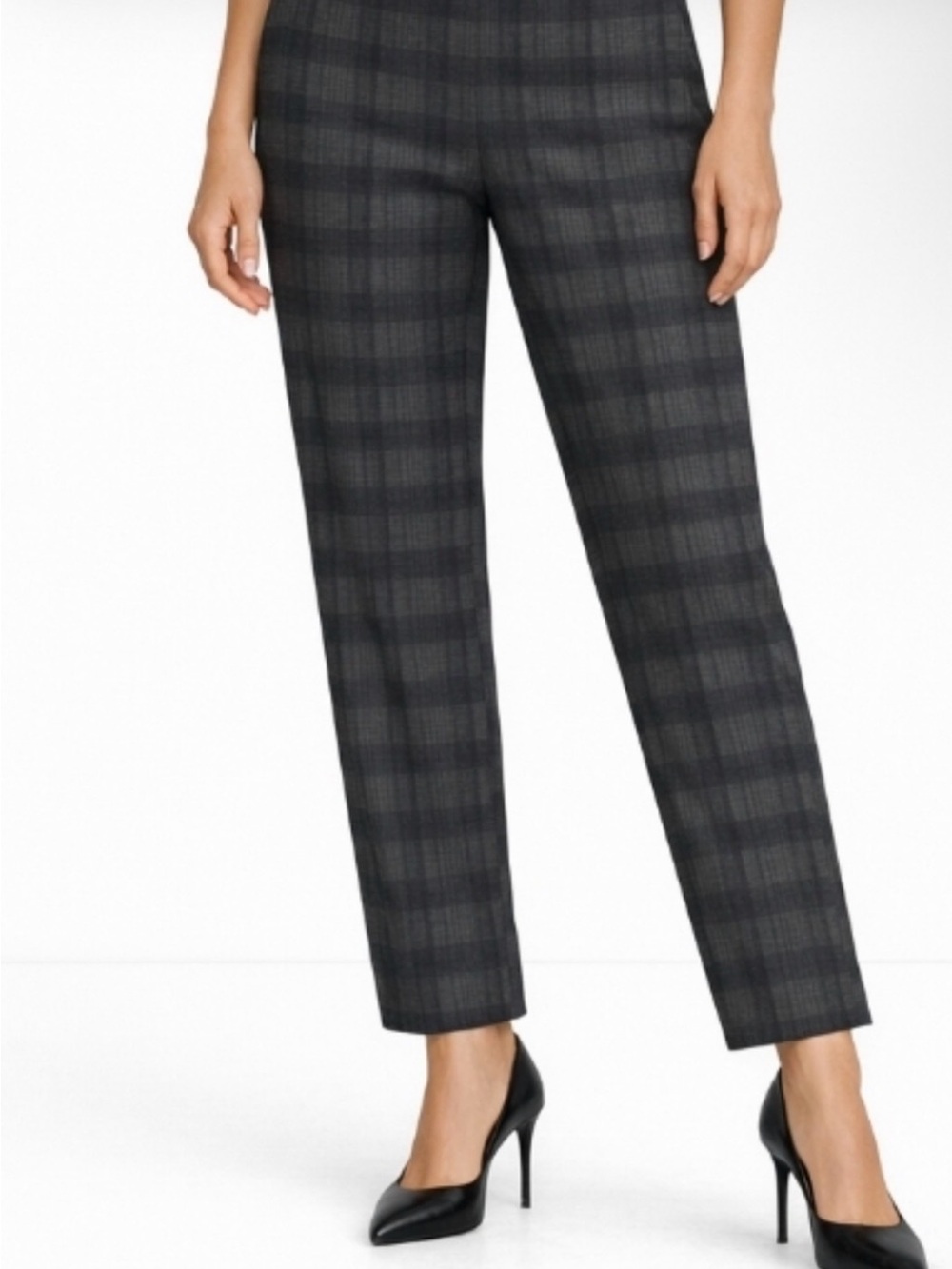 Zac & Rachel Plaid Straight-Leg Pants - Black & Grey-NWT - Picture 2 of 9